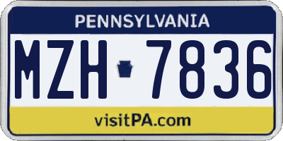 PA license plate MZH7836