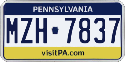 PA license plate MZH7837