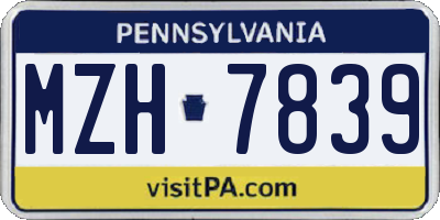PA license plate MZH7839