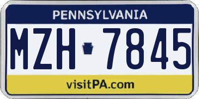 PA license plate MZH7845