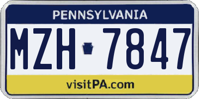 PA license plate MZH7847