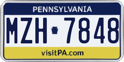 PA license plate MZH7848