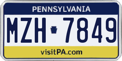 PA license plate MZH7849