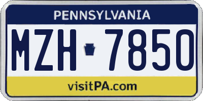 PA license plate MZH7850