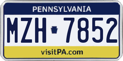 PA license plate MZH7852