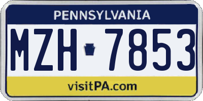 PA license plate MZH7853