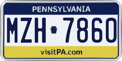 PA license plate MZH7860