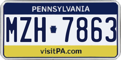 PA license plate MZH7863