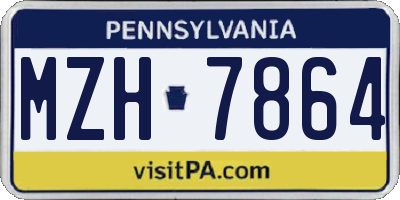 PA license plate MZH7864