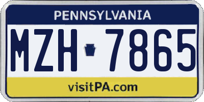 PA license plate MZH7865