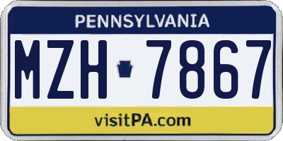 PA license plate MZH7867