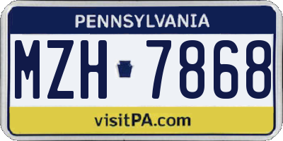 PA license plate MZH7868