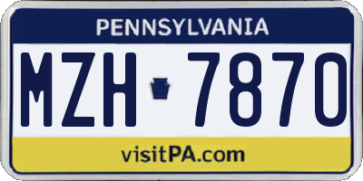 PA license plate MZH7870