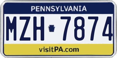 PA license plate MZH7874