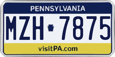 PA license plate MZH7875