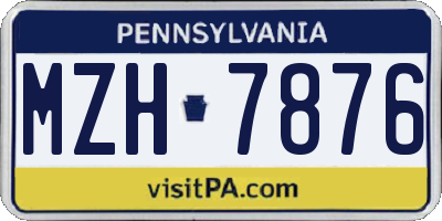PA license plate MZH7876