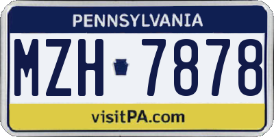 PA license plate MZH7878