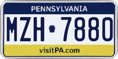 PA license plate MZH7880