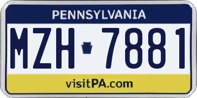 PA license plate MZH7881