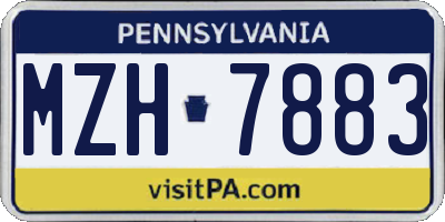PA license plate MZH7883