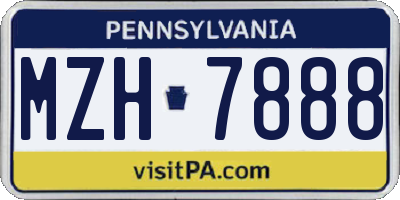 PA license plate MZH7888