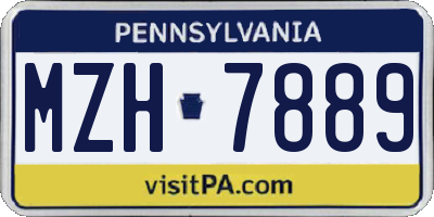 PA license plate MZH7889