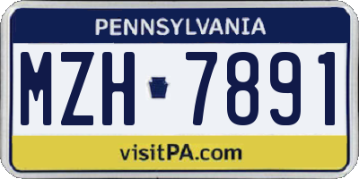 PA license plate MZH7891
