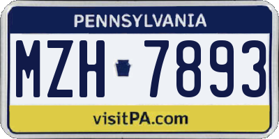 PA license plate MZH7893