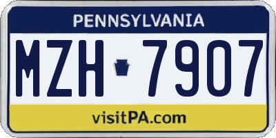 PA license plate MZH7907