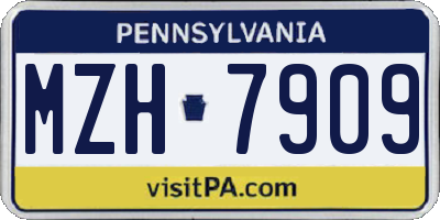PA license plate MZH7909