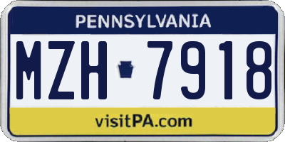 PA license plate MZH7918