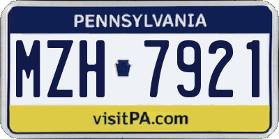 PA license plate MZH7921