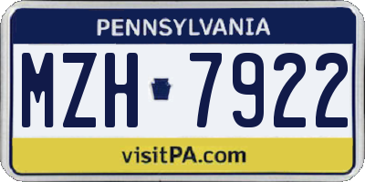 PA license plate MZH7922