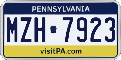 PA license plate MZH7923