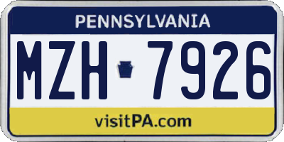 PA license plate MZH7926