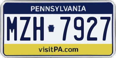 PA license plate MZH7927