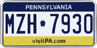 PA license plate MZH7930