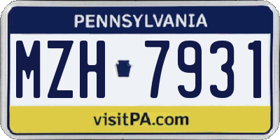 PA license plate MZH7931