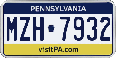 PA license plate MZH7932