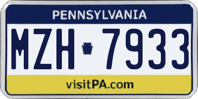 PA license plate MZH7933