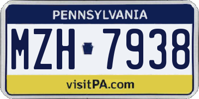 PA license plate MZH7938