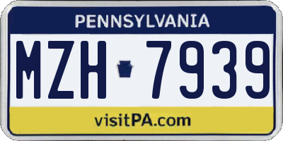 PA license plate MZH7939