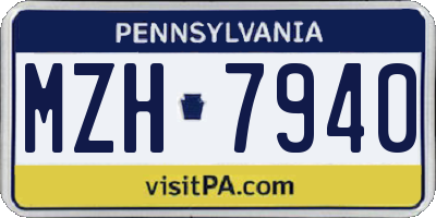 PA license plate MZH7940