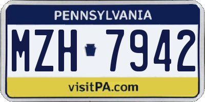 PA license plate MZH7942