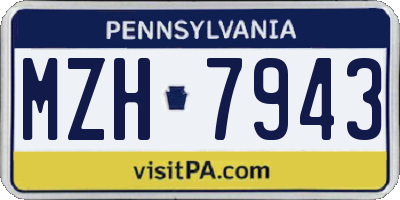 PA license plate MZH7943