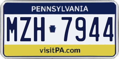 PA license plate MZH7944