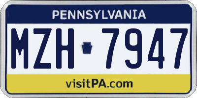 PA license plate MZH7947