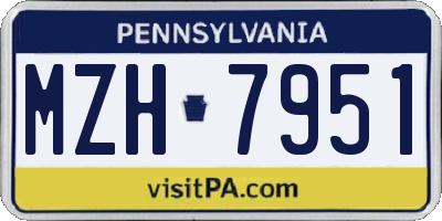 PA license plate MZH7951