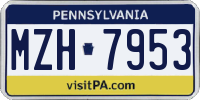 PA license plate MZH7953