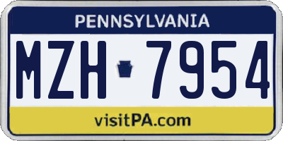 PA license plate MZH7954